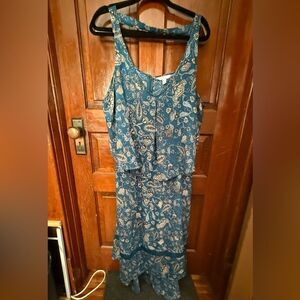 Boutique Maxi Dress 2XL Aqua Teal Flowy Sleeveless Plus Size EUC